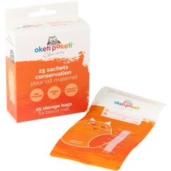 -Oketi poketi 25 sachets de conservation de lait orange