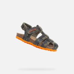 Chaussures-Sandale Enfant Geox Chalki - Scratch Double - Vert Militaire/Orange