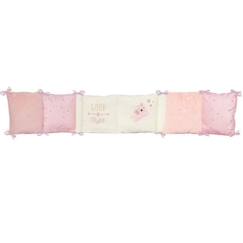 Linge de maison et décoration-Linge de lit bébé-DOMIVA Tour de lit Jolly - Microfibre 100% Polyester - Adaptable - Blanc/Rose - 30 x 180 cm