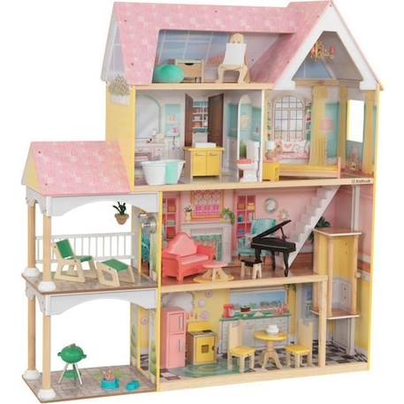 KidKraft - Maison de poupées Lola en bois avec 30 accessoires inclus, son et lumière ROSE 1 - vertbaudet enfant 