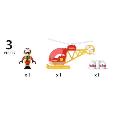 Hélicoptère des Pompiers BRIO World - Circuit de train en bois aimanté - Rouge et Jaune - Mixte dès 3 ans ROUGE 5 - vertbaudet enfant 