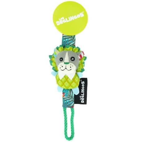 Attache tétine avec peluche Les Déglingos - Jélékros le lion - Vert - 0 mois - LES DEGLINGOS VERT 1 - vertbaudet enfant 