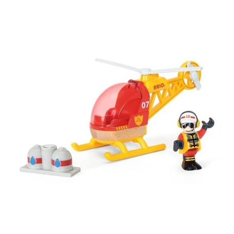 Hélicoptère des Pompiers BRIO World - Circuit de train en bois aimanté - Rouge et Jaune - Mixte dès 3 ans ROUGE 4 - vertbaudet enfant 