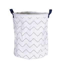 -Panière de rangement tissu 31x39x31cm en coton blanc