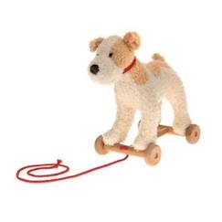 Jouet-Premier âge-Peluche à tirer Egmont Toys Eliot le chien en bois - Look vintage et poil doux - Pour enfant de 12 mois et plus - Blanc