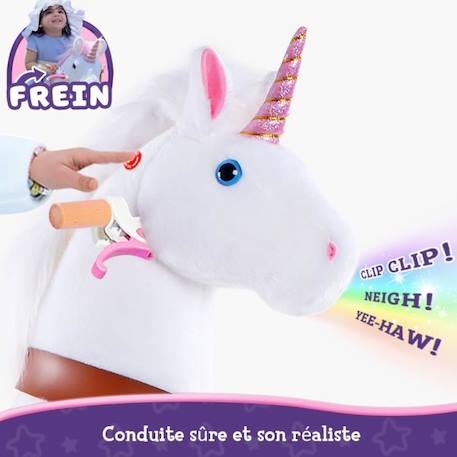 PonyCycle - Licorne à monter enfant blanc frein, grand modèle BLANC 3 - vertbaudet enfant 