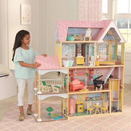 KidKraft - Maison de poupées Lola en bois avec 30 accessoires inclus, son et lumière ROSE 2 - vertbaudet enfant 