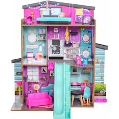 Jouet-Poupons et poupées-KidKraft - Maison de poupées en bois Purrfect Pet avec 16 accessoires, son et lumière