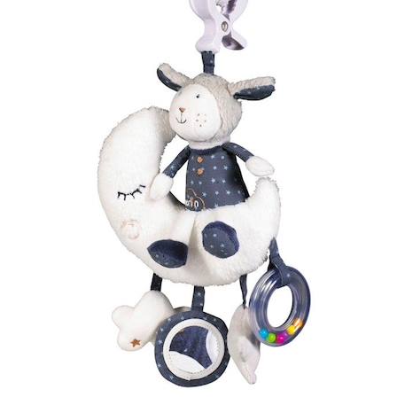 Jouet d'activités enfant - SAUTHON - Mouton en velours Bleu - Pince, Miroir, Anneau à bille, Étoile et Nuage BLEU 1 - vertbaudet enfant 