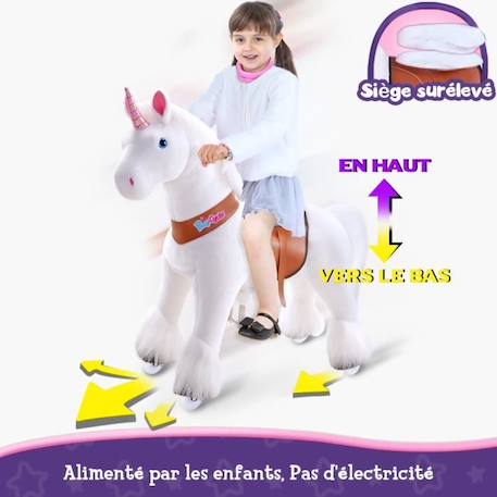 PonyCycle - Licorne à monter enfant blanc frein, grand modèle BLANC 4 - vertbaudet enfant 