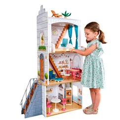Jouet-Poupons et poupées-KidKraft - Maison de poupées Rowan en bois avec 13 accessoires inclus