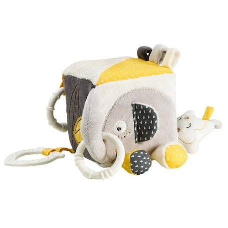 Cube d'activités bébé en velours gris - SAUTHON - Babyfan - Anneaux de dentition - Stimule l'éveil - Mixte GRIS 1 - vertbaudet enfant 