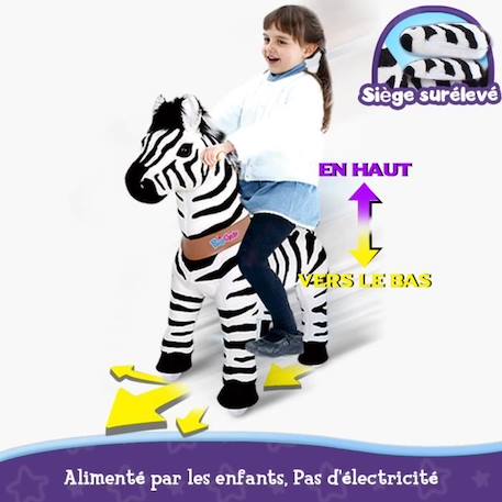 PonyCycle - Zèbre à monter Grand Modèle - Siège surélevé - Jouet pour Tout-Petits NOIR 4 - vertbaudet enfant 