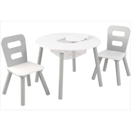 KidKraft - Ensemble table ronde avec rangement + 2 chaises - Gris et blanc BLANC 1 - vertbaudet enfant 