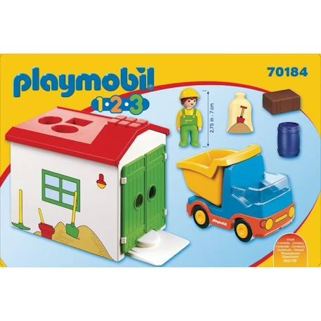 PLAYMOBIL - 70184 - PLAYMOBIL 1.2.3 - Ouvrier avec camion et garage - Matériaux mixtes - Enfant - Multicolore BLEU 2 - vertbaudet enfant 