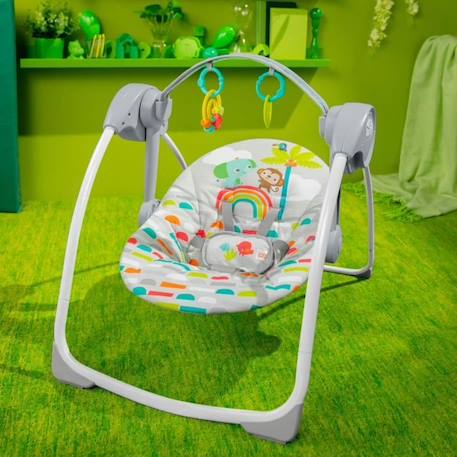 BRIGHT STARTS Playful Paradise balancelle portable pour bébé, compacte et automatique avec musique, dès la naissance GRIS 2 - vertbaudet enfant 