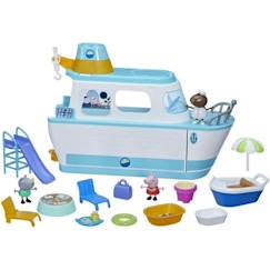 Jouet-Jeux d'imagination-Figurine - PEPPA PIG - Le bateau de croisière - Coffret de jeu à étages avec 17 pièces - Jouets préscolaires
