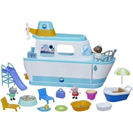 Figurine - PEPPA PIG - Le bateau de croisière - Coffret de jeu à étages avec 17 pièces - Jouets préscolaires ROSE 1 - vertbaudet enfant 