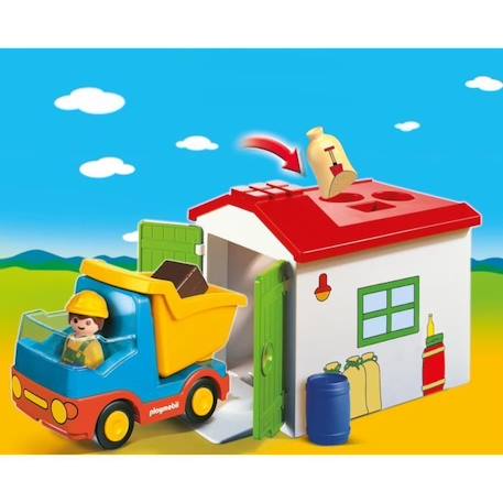 PLAYMOBIL - 70184 - PLAYMOBIL 1.2.3 - Ouvrier avec camion et garage - Matériaux mixtes - Enfant - Multicolore BLEU 3 - vertbaudet enfant 