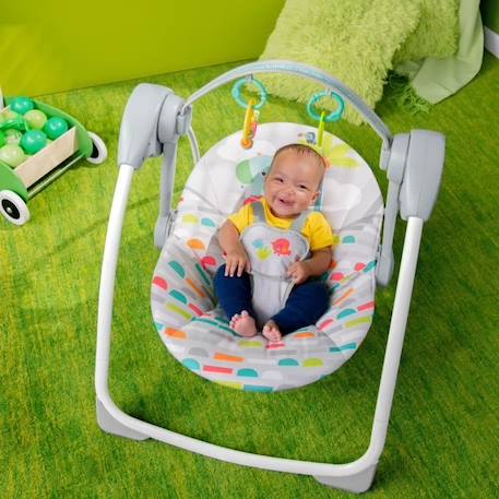BRIGHT STARTS Playful Paradise balancelle portable pour bébé, compacte et automatique avec musique, dès la naissance GRIS 3 - vertbaudet enfant 