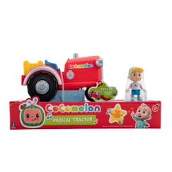 Jouet-Jeux d'imagination-Figurine miniature - BANDAI - CoComelon Tracteur Musical Rouge - Tracteur Musical Et Sa Figurine 7cm - WT0038