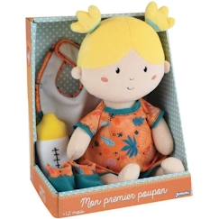 Jouet-Poupons et poupées-Poupée de chiffon JEMINI Mon Premier Poupon June +/- 30 cm avec 4 accessoires
