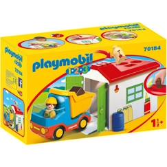 Jouet-PLAYMOBIL - 70184 - PLAYMOBIL 1.2.3 - Ouvrier avec camion et garage - Matériaux mixtes - Enfant - Multicolore