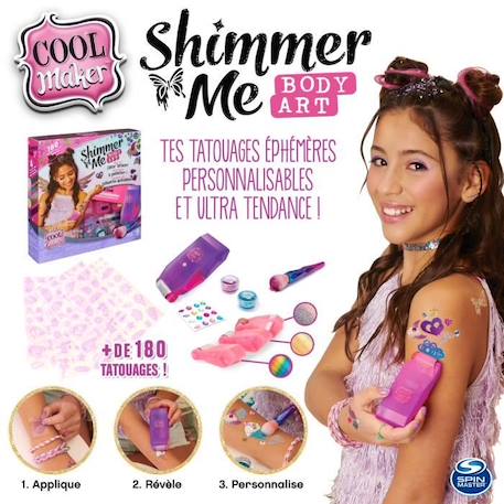 COOL MAKER - Shimmer Me Body Art - Machine à Tatouages pour enfants - 180 motifs Avec Couleurs Strass et Paillettes ROSE 5 - vertbaudet enfant 