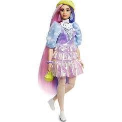 Jouet-Poupons et poupées-Poupons et accessoires-Barbie - Extra Bonnet Vert Cheveux Longs Mauve et Rose - Poupée - 3 ans et +