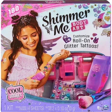 COOL MAKER - Shimmer Me Body Art - Machine à Tatouages pour enfants - 180 motifs Avec Couleurs Strass et Paillettes ROSE 1 - vertbaudet enfant 