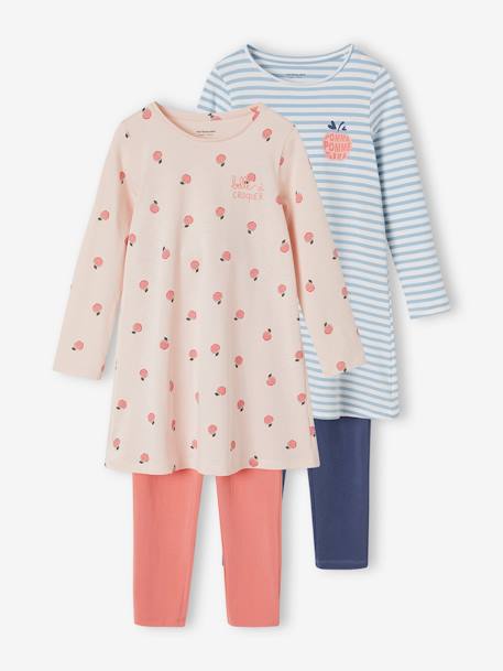 Lot de 2 chemises de nuit 'pommes' + legging rose 1 - vertbaudet enfant 