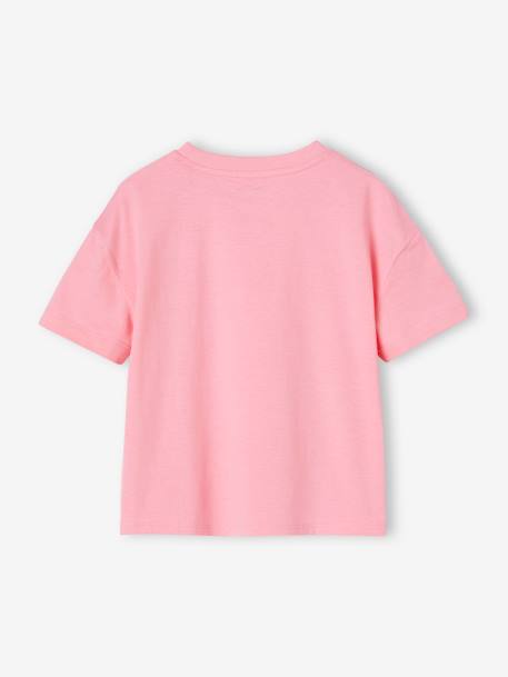 Tee-shirt fille motif poitrine manches courtes rose bonbon 3 - vertbaudet enfant 