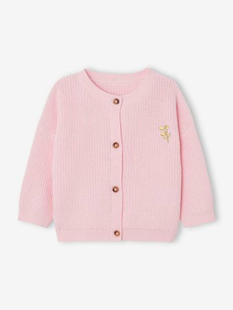 Gilet bébé en côtes anglaises motif irisé écru+rose 9 - vertbaudet enfant 