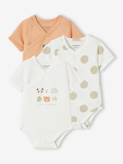 -Lot de 3 bodies ouverture naissance bébé en coton biologique