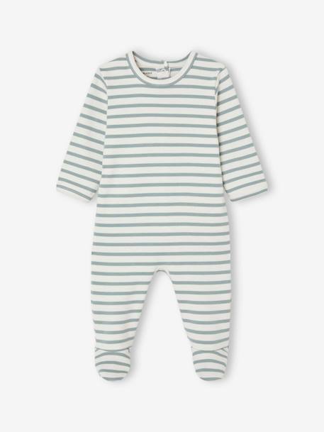 Lot de 3 pyjamas bébé mixtes en interlock BASICS bleu grisé 4 - vertbaudet enfant 