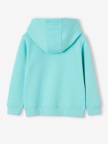 Sweat garçon zippé à capuche motif poitrine blanc chiné+ocre+rouge+turquoise 12 - vertbaudet enfant 