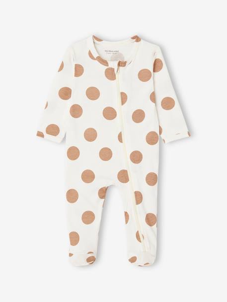 Lot de 3 pyjamas bébé en jersey ouverture zippée BASICS bleu chambray+cappuccino 9 - vertbaudet enfant 