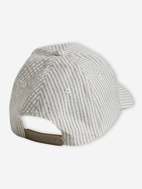 Casquette unie garçon brodée devant lichen+marine+rayé beige 8 - vertbaudet enfant 