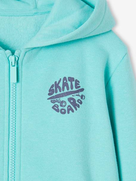 Sweat garçon zippé à capuche motif poitrine blanc chiné+ocre+rouge+turquoise 13 - vertbaudet enfant 
