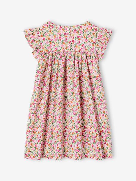 Robe fille imprimée fille manches à volants blanc imprimé+rose pâle+vert émeraude 8 - vertbaudet enfant 