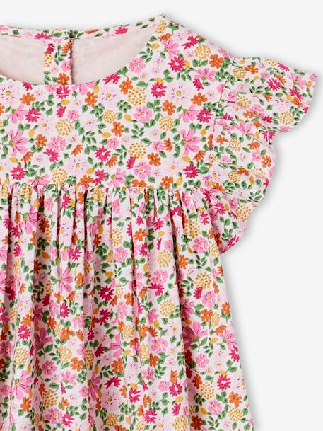 Robe fille imprimée fille manches à volants blanc imprimé+rose pâle+vert émeraude 9 - vertbaudet enfant 
