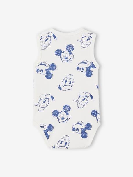 Lot de 2 bodies bébé sans manches Disney® Mickey et Donald Bleu ciel + blanc 4 - vertbaudet enfant 