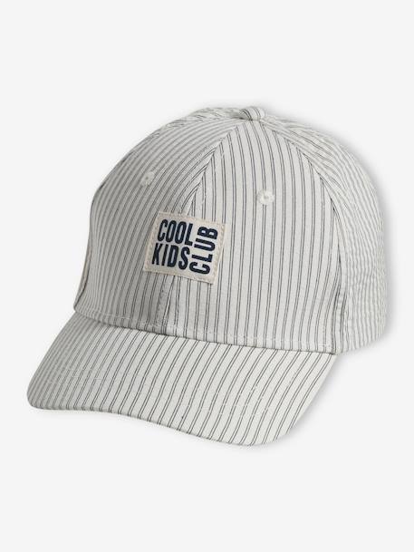 Casquette unie garçon brodée devant marine+rayé beige 4 - vertbaudet enfant 