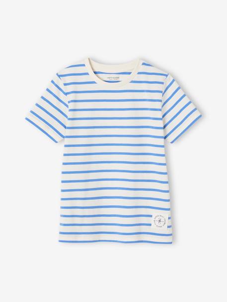 T-shirt garçon rayé manches courtes bleu azur+dark bleu indigo rayé+rayé jaune+rayé rouge+sauge rayé 1 - vertbaudet enfant 