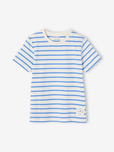 T-shirt rayé garçon manches courtes bleu azur+dark bleu indigo rayé+rayé jaune+rayé rouge+sauge rayé 1 - vertbaudet enfant 