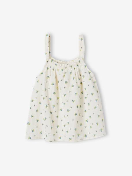 Blouse à bretelles en gaze de coton fille blanc imprimé+corail fluo+écru+sable 7 - vertbaudet enfant 