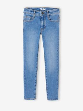 Pantalon Droit Garçon Vertbaudet - Molleton Effet Denim, Ceinture Élastique, Coupe Confort - 79% Coton