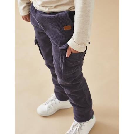 Pantalon cargo velours côtelé BLEU 3 - vertbaudet enfant 