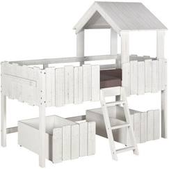 Chambre et rangement-Chambre-Lit bébé, lit enfant-Lit cabane avec tiroirs Donnie  Blanc 90x190 cm