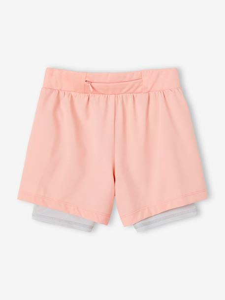 Short fille sport 2 en 1 matière technique corail+marine 2 - vertbaudet enfant 